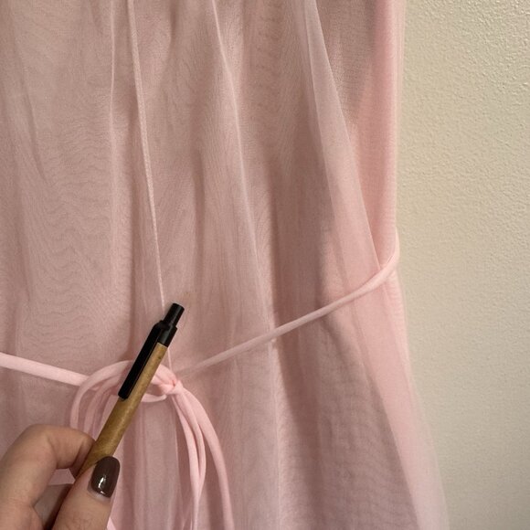 Vtg 50s 60s Nightgown Robe Set M Slip Chiffon Lace Satin Peignor Pink Lingerie - Picture 7 of 13